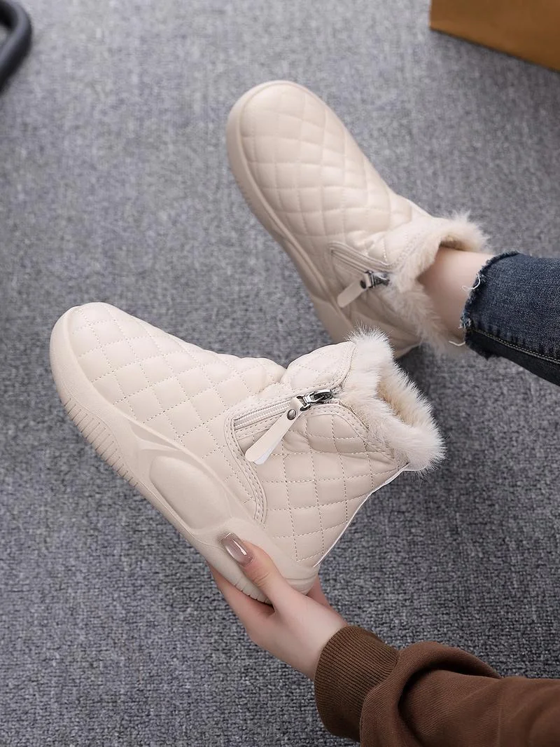 New Thick Sole Women's Shoes, Fleece Lined Fashion Warm Short Boots, Comfortable Soft Bottom Casual Sports Sneakers New Thick Sole Women's Shoes, Fleece Lined Fashion Warm Short Boots, Comfortable Soft Bottom Casual Sports Sneakers
