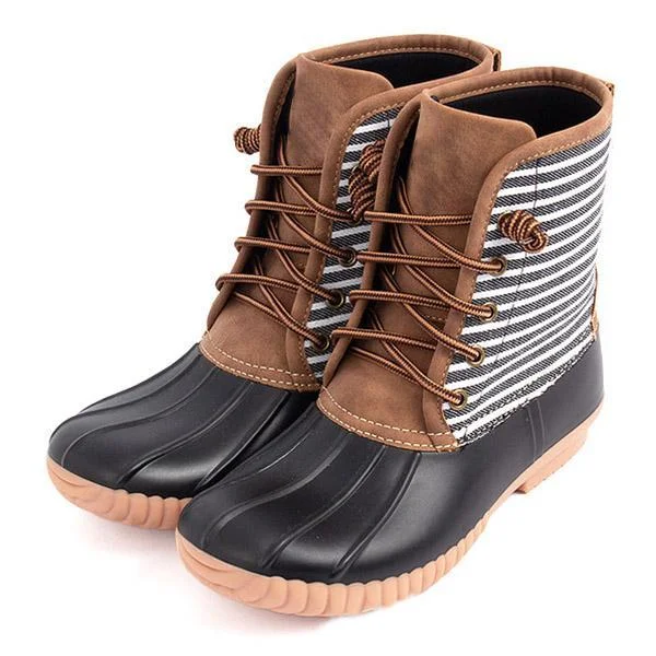 Women Waterproof Lace Up Duck Boots