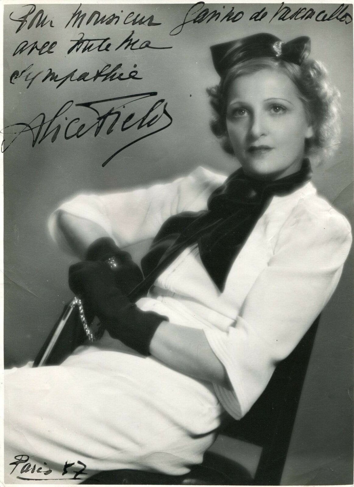 Alice Field autograph, French Algerian stage and film actress, signed Photo Poster painting