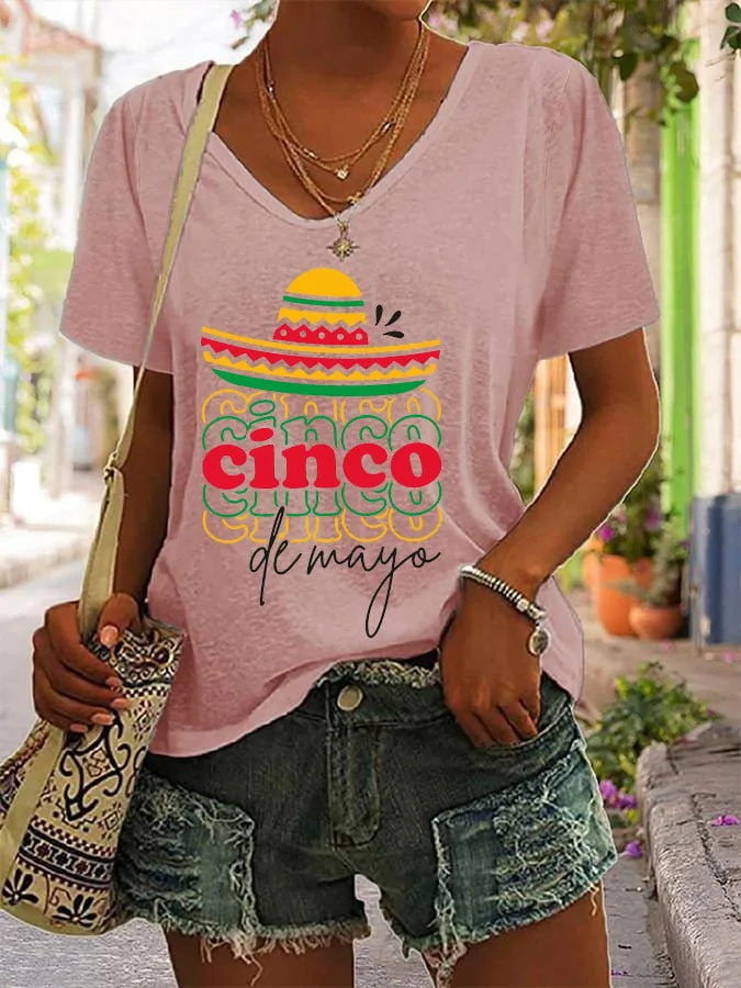 Women's Cinco de Mayo Print Casual T-Shirt socialshop