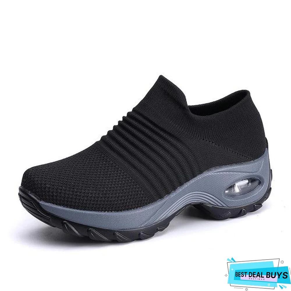 Women Breathable Mesh Slip-On Air Cushion Casual Sneaker Shoes