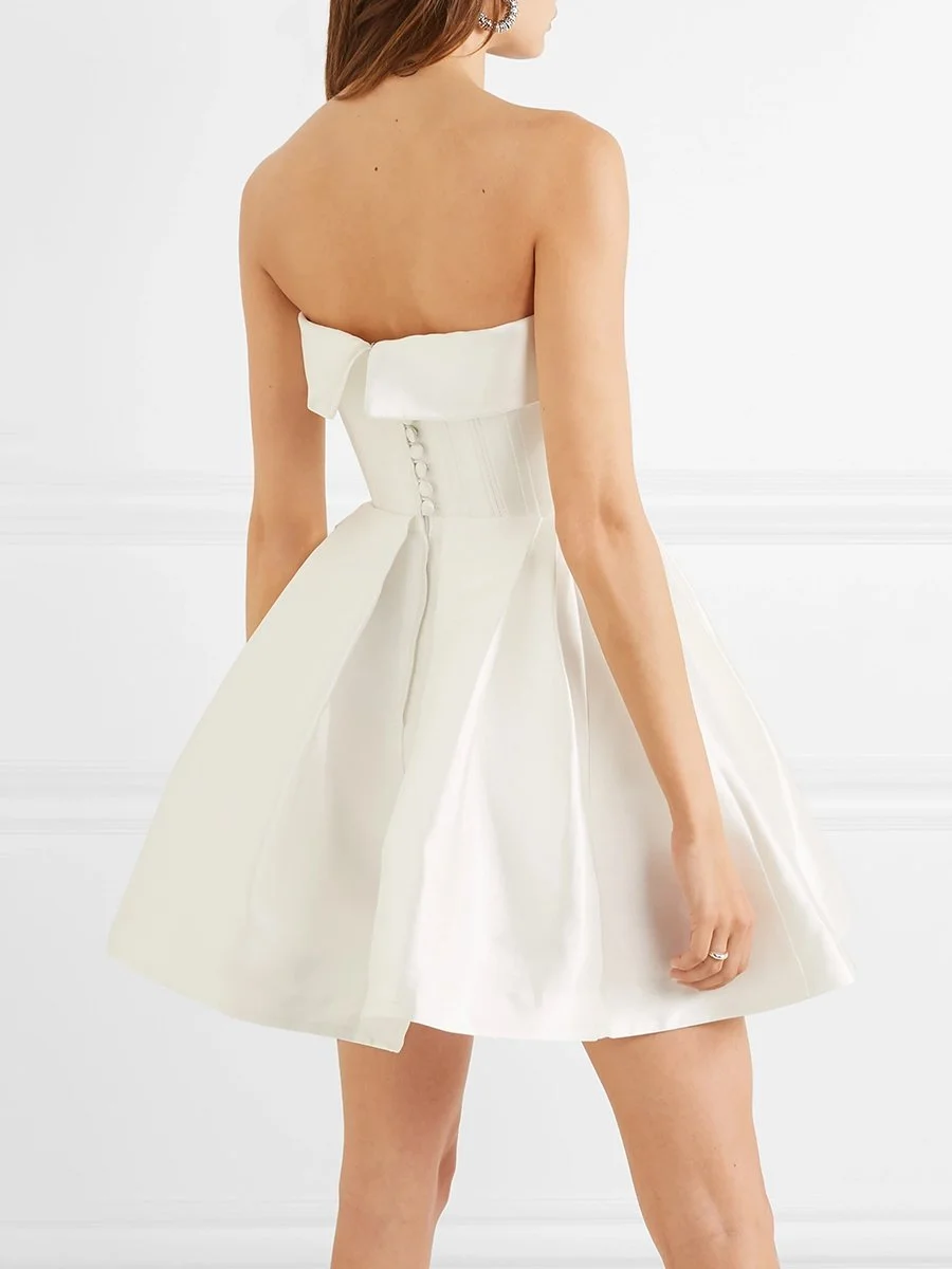 Strapless silk-faille mini dress