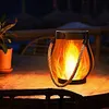 Solar Lanterns Lights with Dual Charging Modes of Solar & Type-C Flickering Flame Garden Light for Garden Yard Patio Decorative