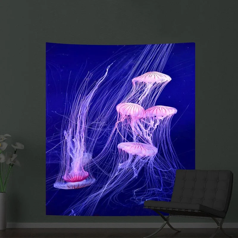 Psychedelic Mushroom Fluorescent Tapestry Hanging Cloth Wall Decor Glow Under Ultraviolet Light Room Aesthetic for Teen Girls
