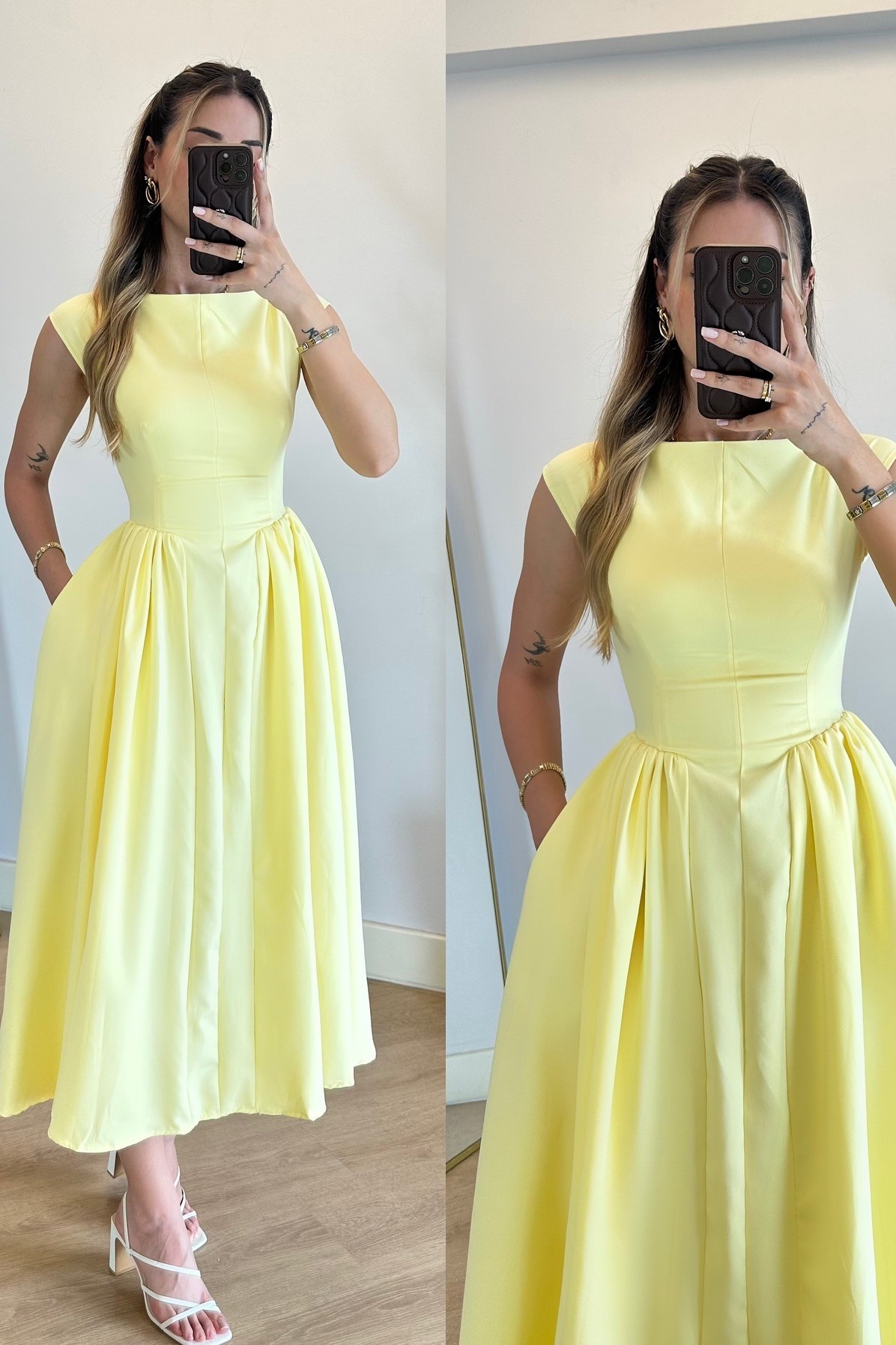 Oknass Charming Yellow Strapless Sleeveless Long Prom Dress With Pleated