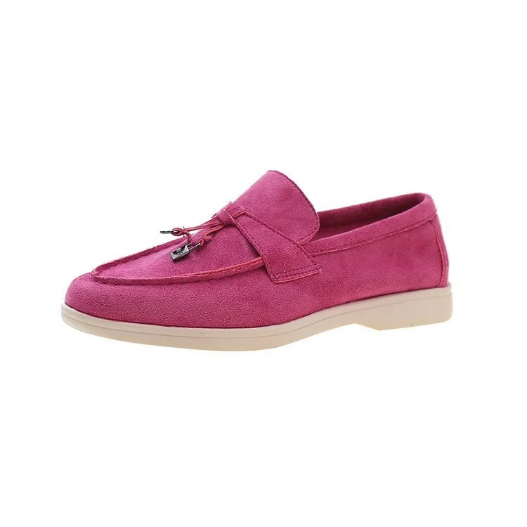 Yyvonne And Autumn 2025 New Lazy One Foot Flat Bottom Students British Style Retro Velvet Round Head Single Shoes Women