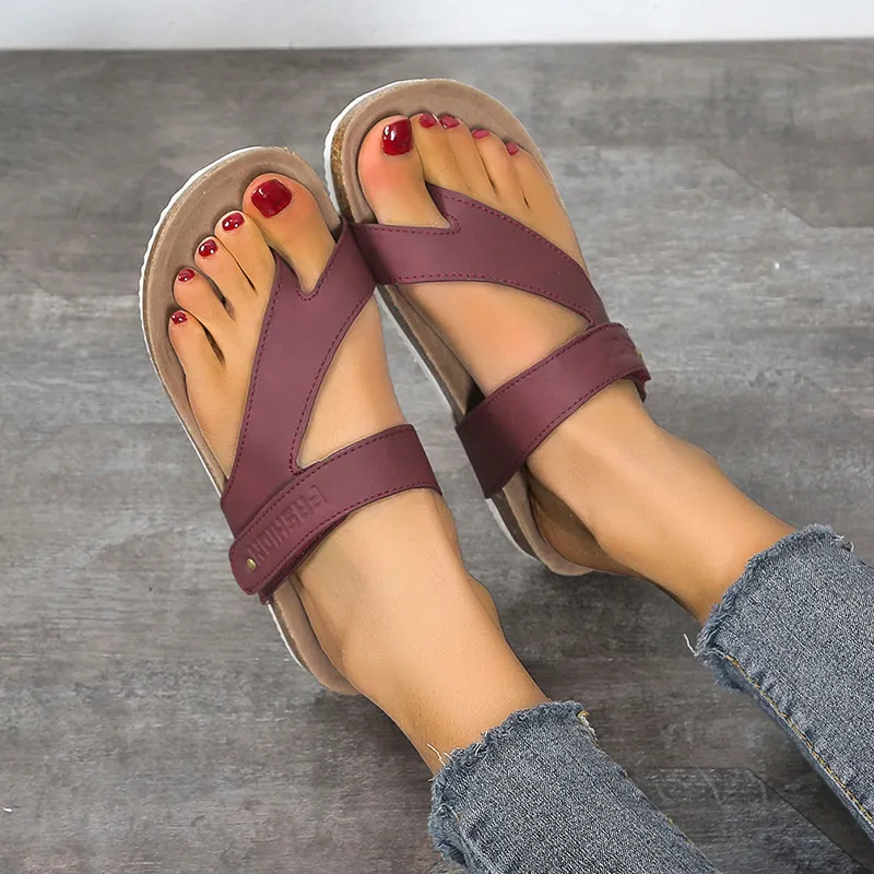 Breakj Breakj New Summer Flat Sandals Beach Shoes Casual Slippers Round Head Toe Large Beach Shoes