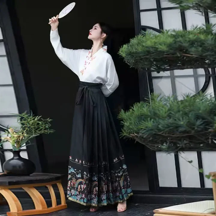 原創錦蓮明制織金仿妝花馬面裙日常漢服女新款秋冬-ZXM721