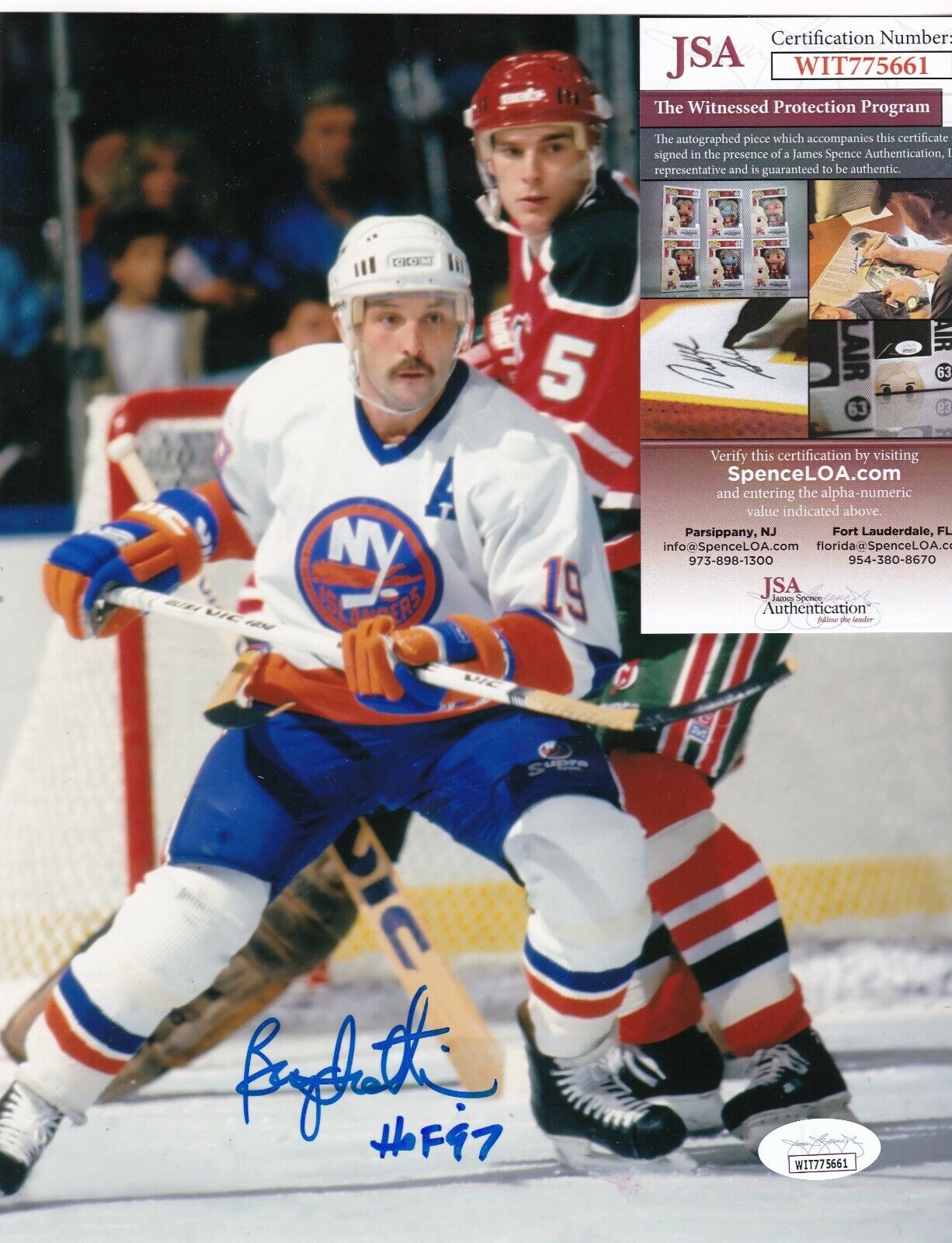 BRYAN TROTTIER NEW YORK ISLANDERS HOF 1997 JSA AUTHENTICATED SIGNED 8X10