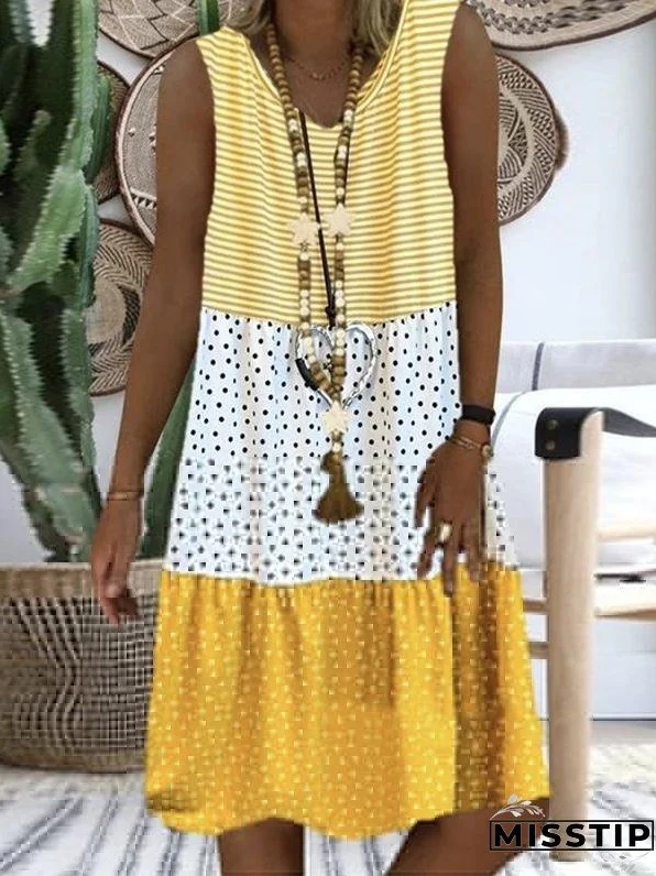 Women's Dresses Sleeveless V-neck Boho Print Midi Dress