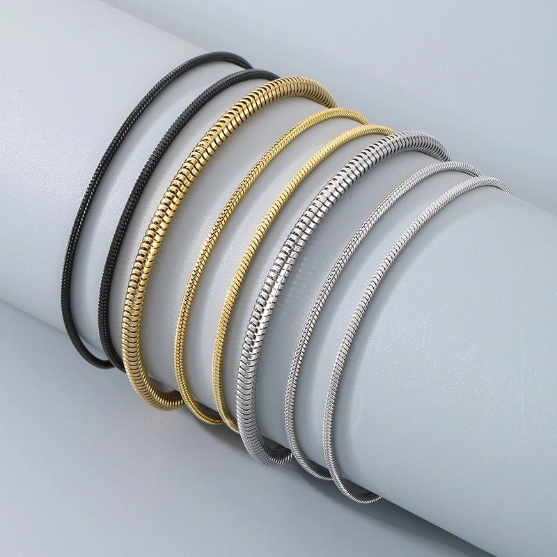 Minimalist Solid Color 304 Stainless Steel 18K Gold Plated Unisex Bracelets Men Chain Bracelets