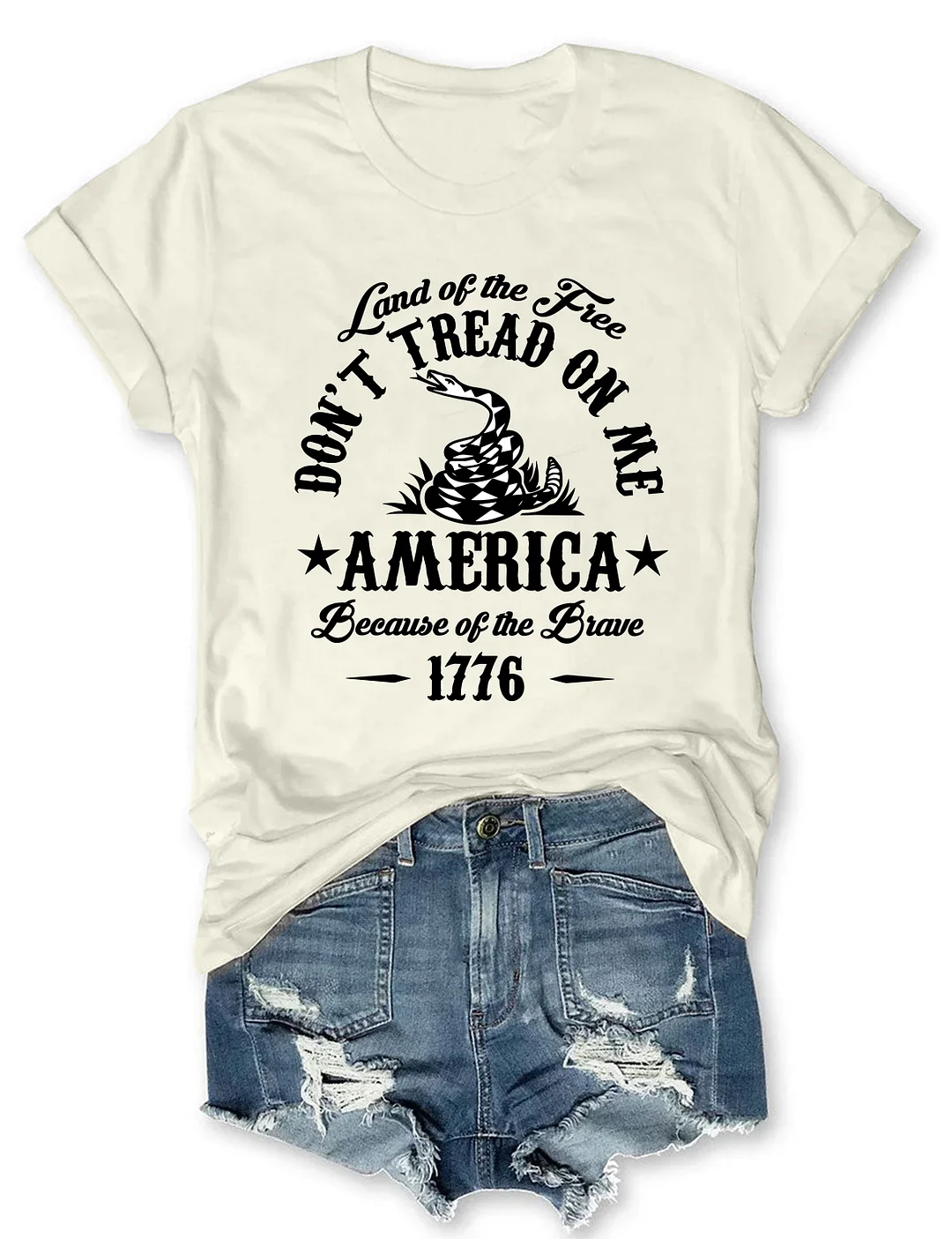 Land Of The Free Don't Tread On Me America Because Of the Brave 1776 T-shirt