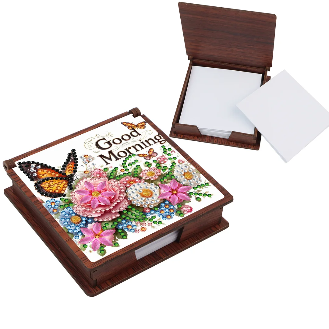 Wooden 5D Diamond Painting Kit Note Box DIY Diamond Art Notepad Box (Flowers)