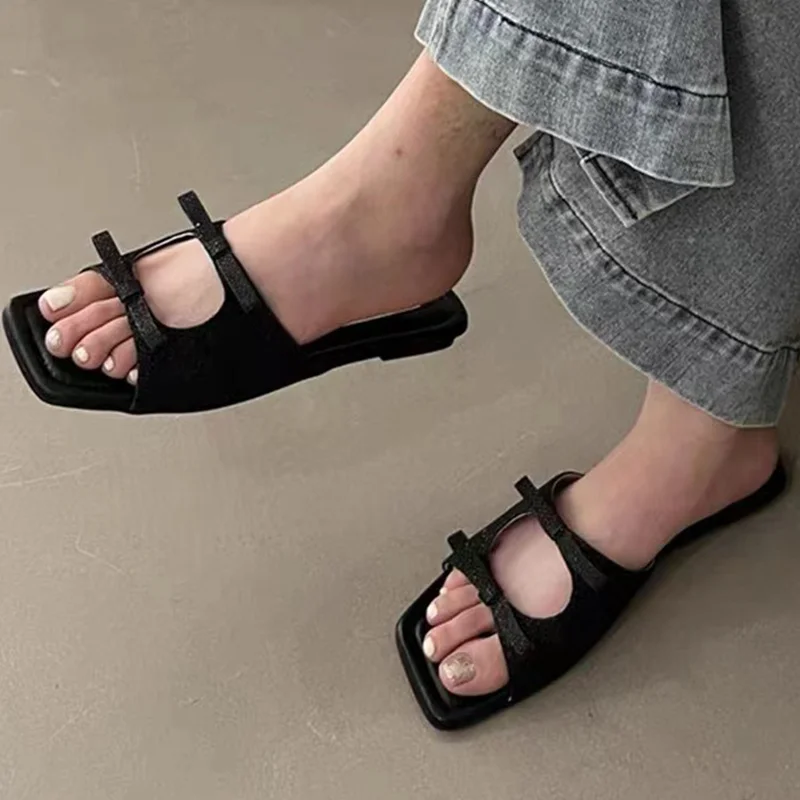 Tanguoant Tanguoant Slippers Women Square Toe Sandals Beach Walking Shoes Summer Open Toe Slides 2024 Slingback Flip Flops Zapatillas De Mujer