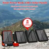 Solar Powered Portable Phone Charger. Battery Pack for Any Smartphone with Four Built In Cables, 1 each Compatible with iPhone, Android, MicroUSB, USB-C Plus Wireless for QI Enabled Devices