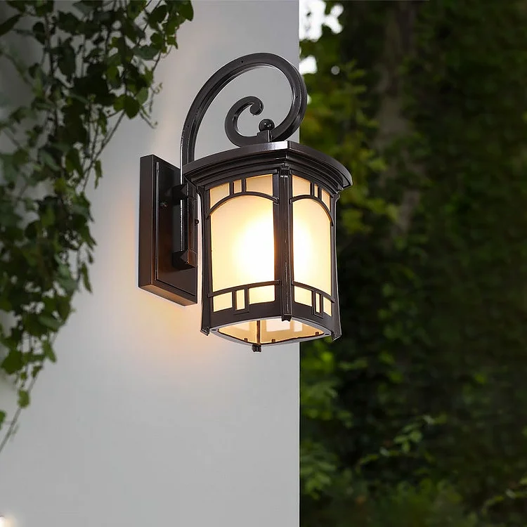 Vintage Striped Glass Shade Waterproof Modern Outdoor Wall Lights - Appledas