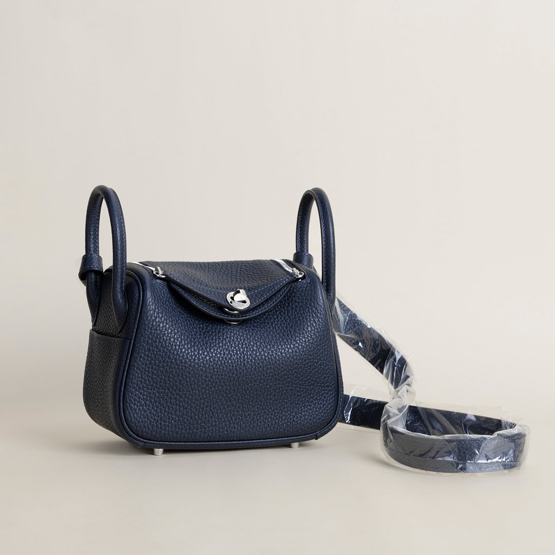 Mini Lindy Clemence leather 2Z Blue nuit PHW