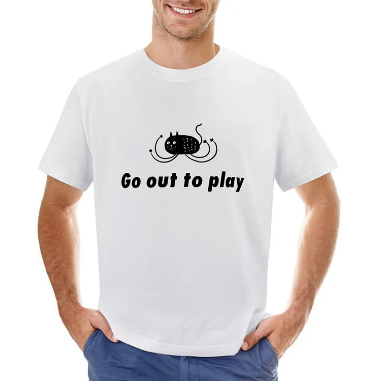 Cat Go Out To Play Designable Men's T-shirt	