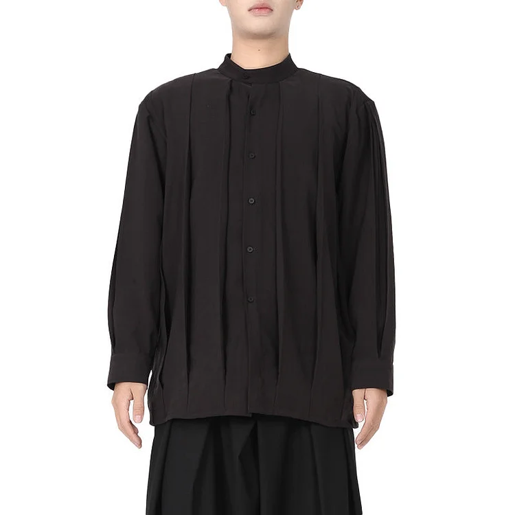 Original Design Dark Style Pleated Long-sleeved Shirts-dark style-men's clothing-halloween