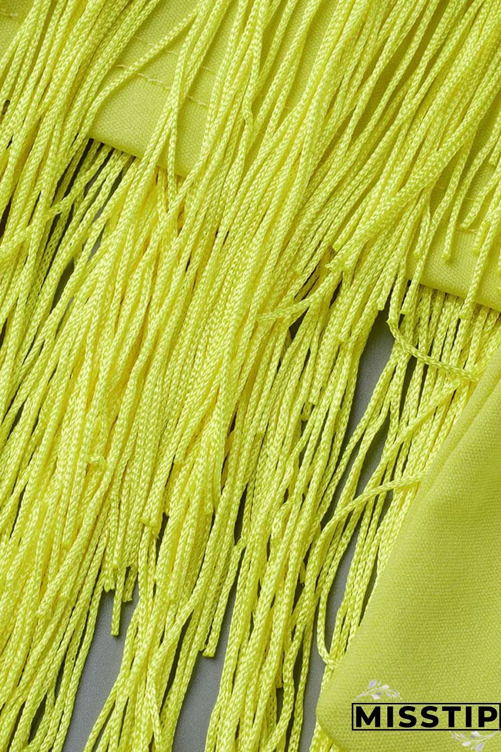 Green Casual Solid Tassel Patchwork Asymmetrical V Neck Straight Dresses