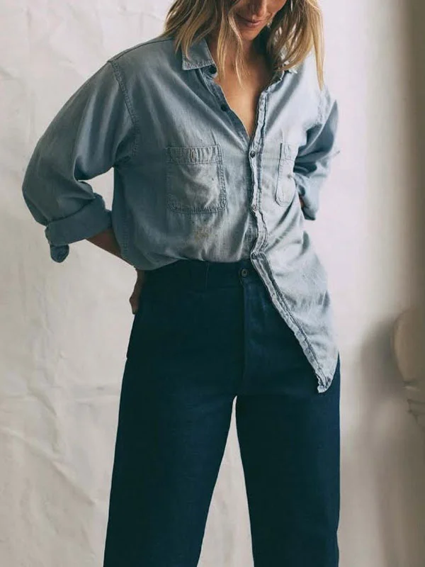 soft denim fabric ladies shirt