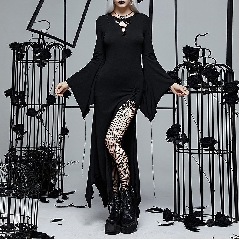 Punk & Gothic Sexy Costume Dress Slit Dresses Morticia Addams Women's Cosplay Costume Halloween Party / Evening Club Dress 2023 - US $24.99 –P1