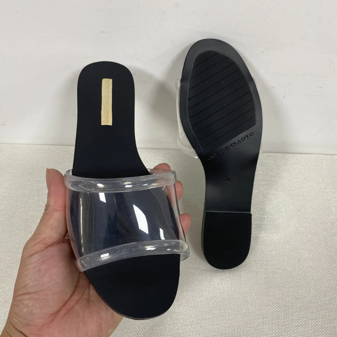 Qengg New Women's Shoes Outdoor Women Sandals Flat-bottomed Comfortable Beach Shoes Fashion Transparent Sandals Female Slides