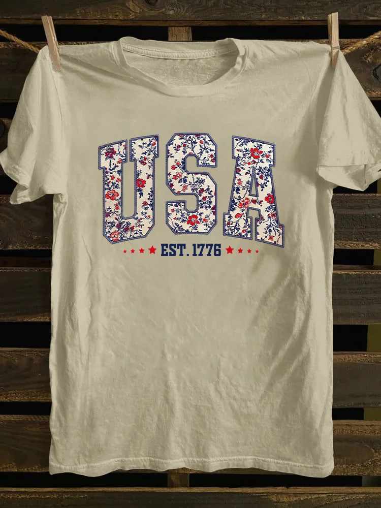 Floral USA T-shirt