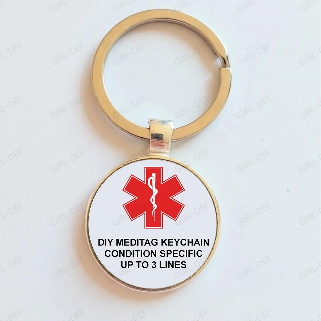 Medical & Allergy custom design self defense keychain safety kit with Medical alert cards, Medical condition cards, Meditags and MediPins