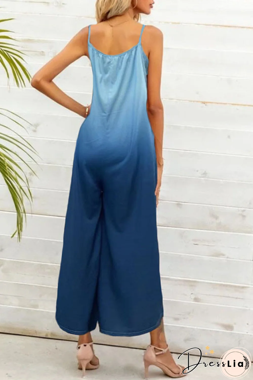 Fashion Gradual Change Joint Spaghetti Strap Straight Jumpsuits(4 colors)