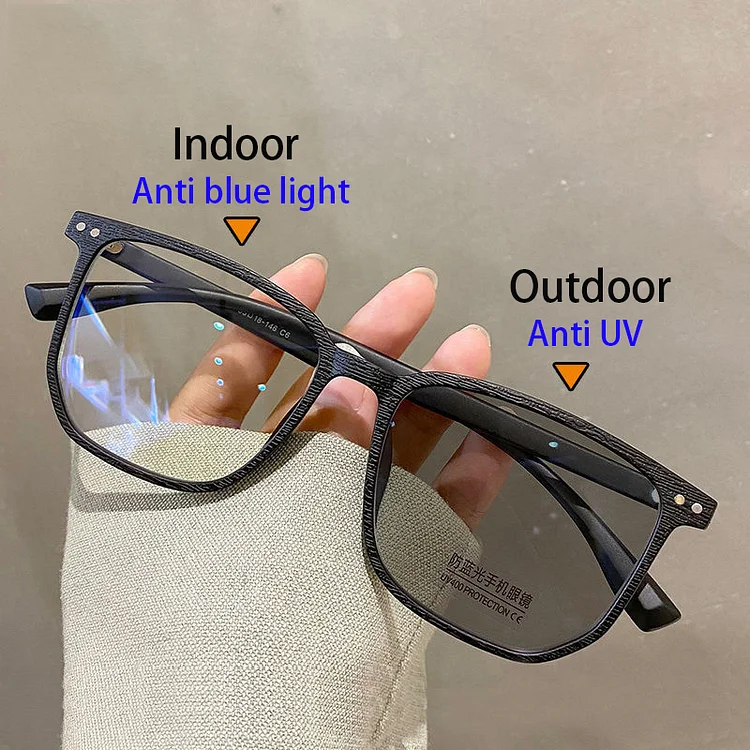 Trendy Color Changing Finished Myopia Glasses Square Anti-blue Light Photochromic Glasses Men Women Near Sight Eyewear 0 To -4.0