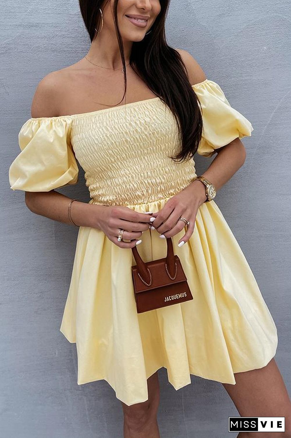 Puff Sleeve Mini Dress P14299