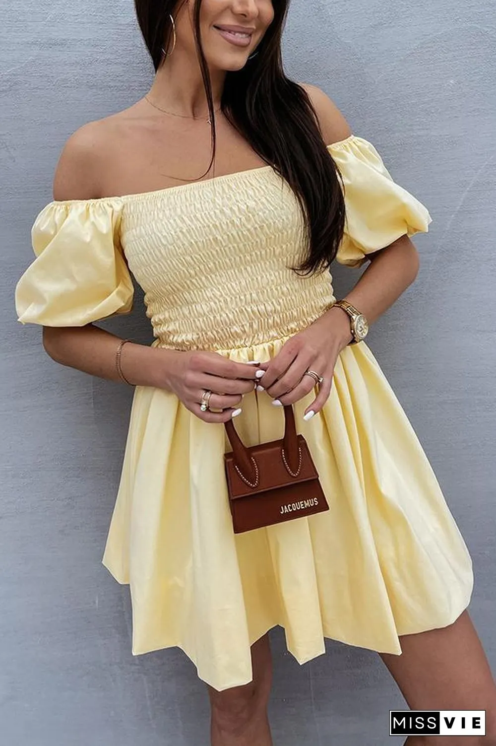 Puff Sleeve Mini Dress P14299