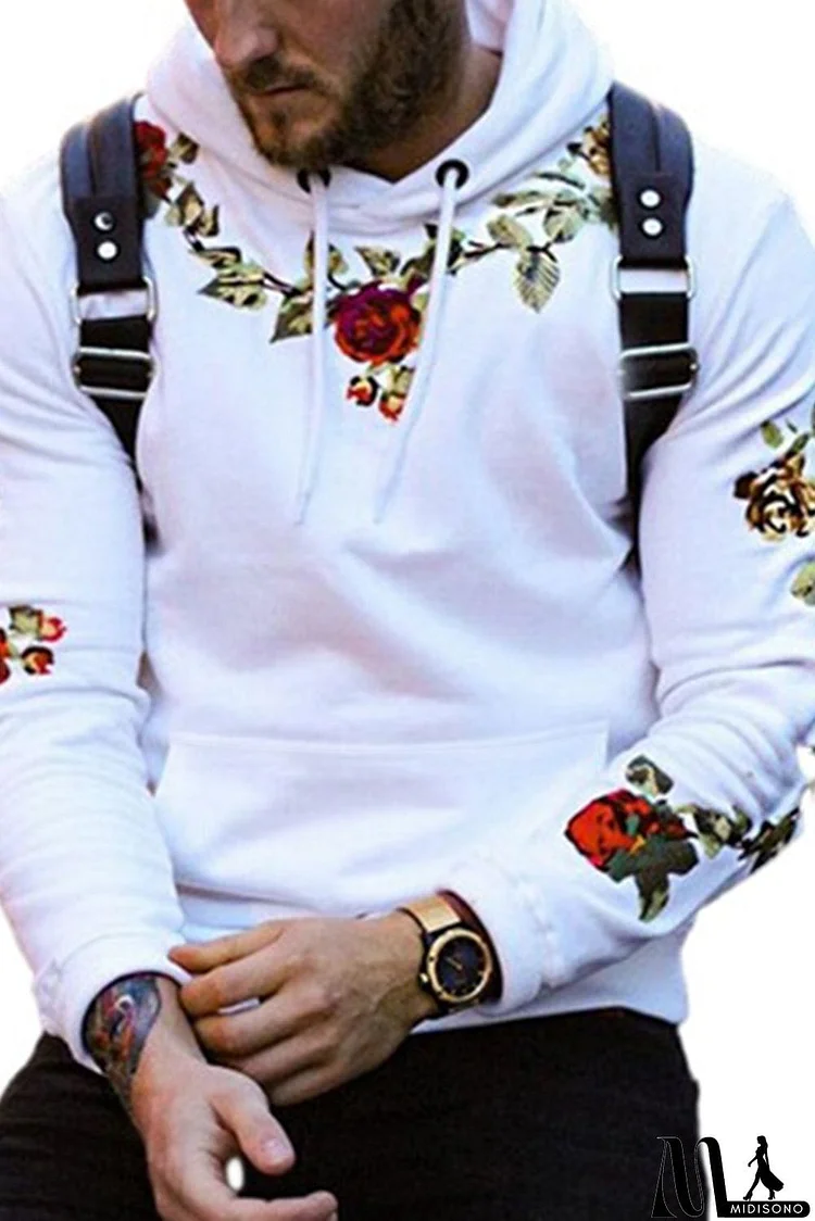 Floral Embroidered Men's Hoodie