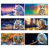 6Pcs DIY Wolf Owl Lion Diamond Painting Greeting Card 