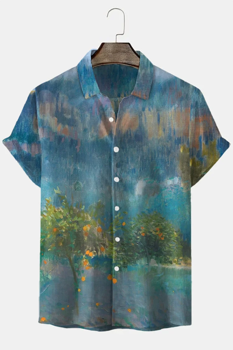Fashion Landscape Pattern Casual Short Sleeve Shirt
