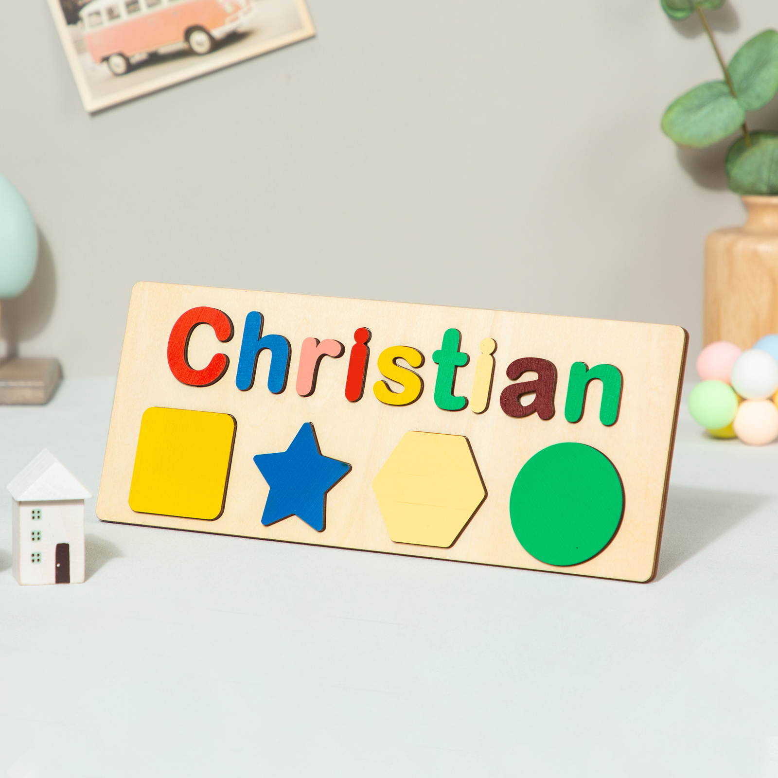 Personalized Kid's Wooden Name Alphabet Puzzle Toy for Toddlers Early