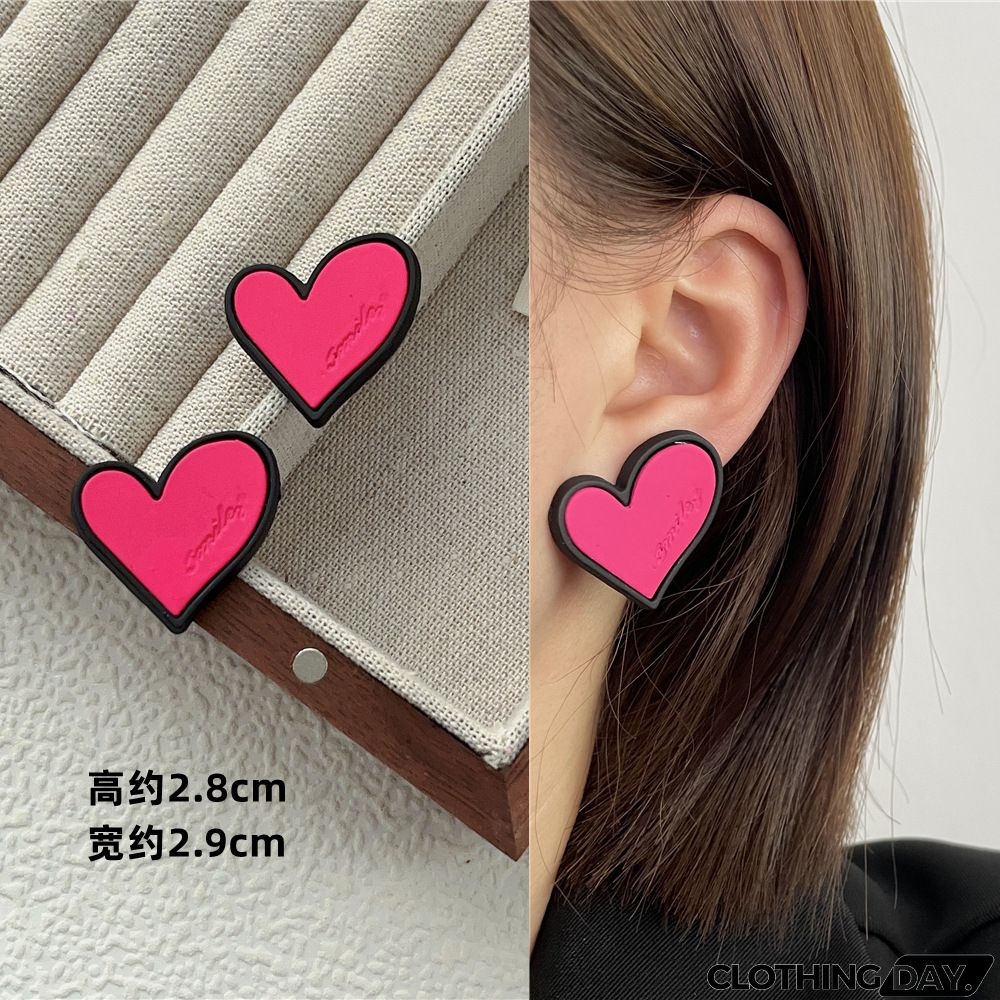 Women Fashion Geometric Fluorescent Rose Without Ear Hole Ear Clip Earrings