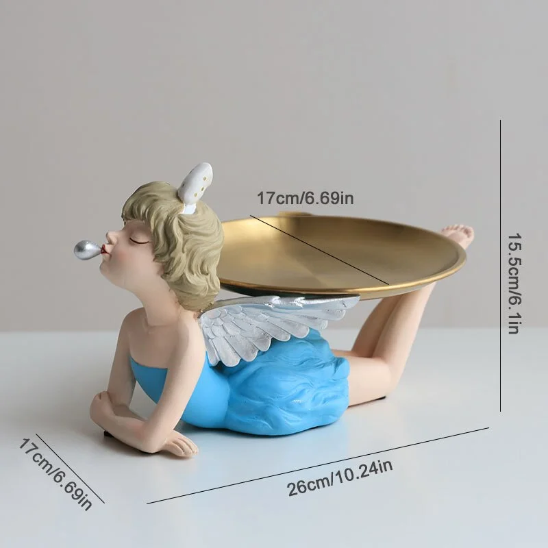 Nordic Style Girl Resin Statue Decoration Metal Tray Modern Home Decor Table Decoration Accessory Living Room Decoration Gifts