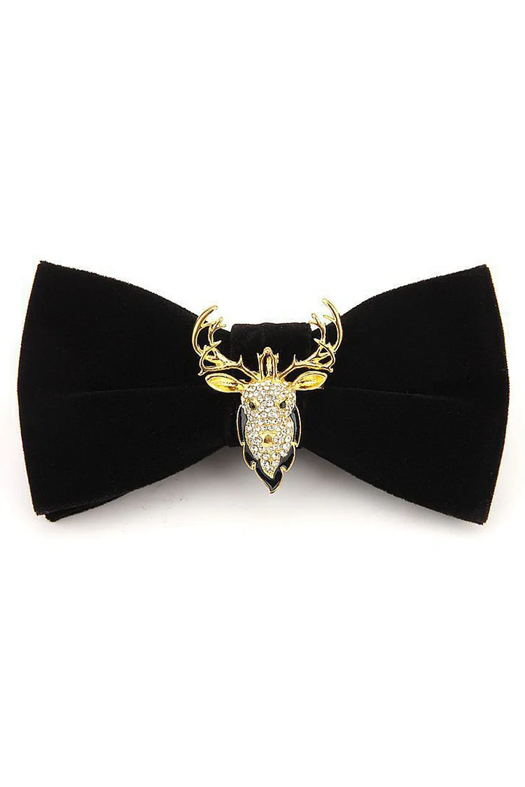 Christmas Metal Elk Decor Velvet Bow Tie