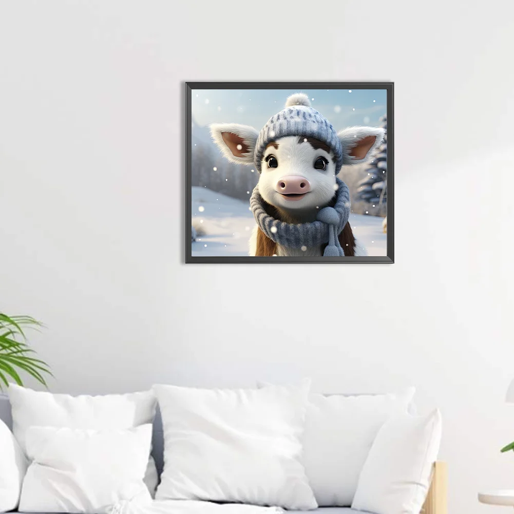 Diamond Painting - Full Round Drill - Winter Cow(Canvas|35*30cm)