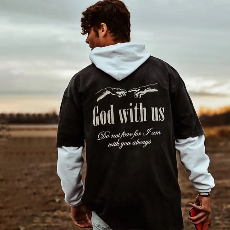 Outletsltd God With Us Print Men's T-shirt