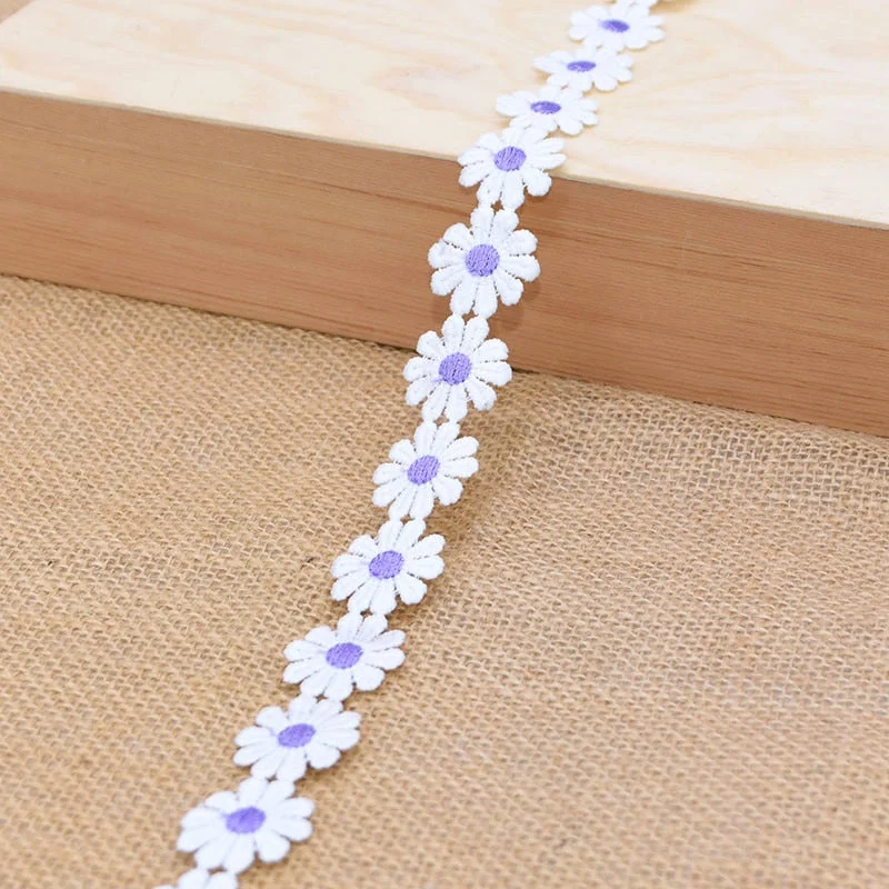 3Yards 25mm Colorful Daisy Flower Lace Trim Knitting Wedding Embroidered Diy Handmade Patchwork Ribbon Sewing Supplies Crafts