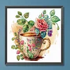 >SALE<5D DIY Partial Special Shaped Drill Diamond Painting Rose Coffee Decor 30x30cm