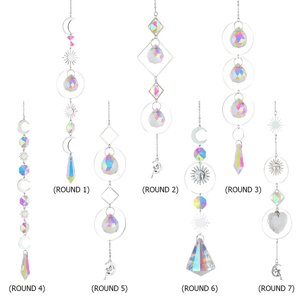 Wind Chime Crystal Diamond Light Catcher Ball Ornaments Round Frame Pendant