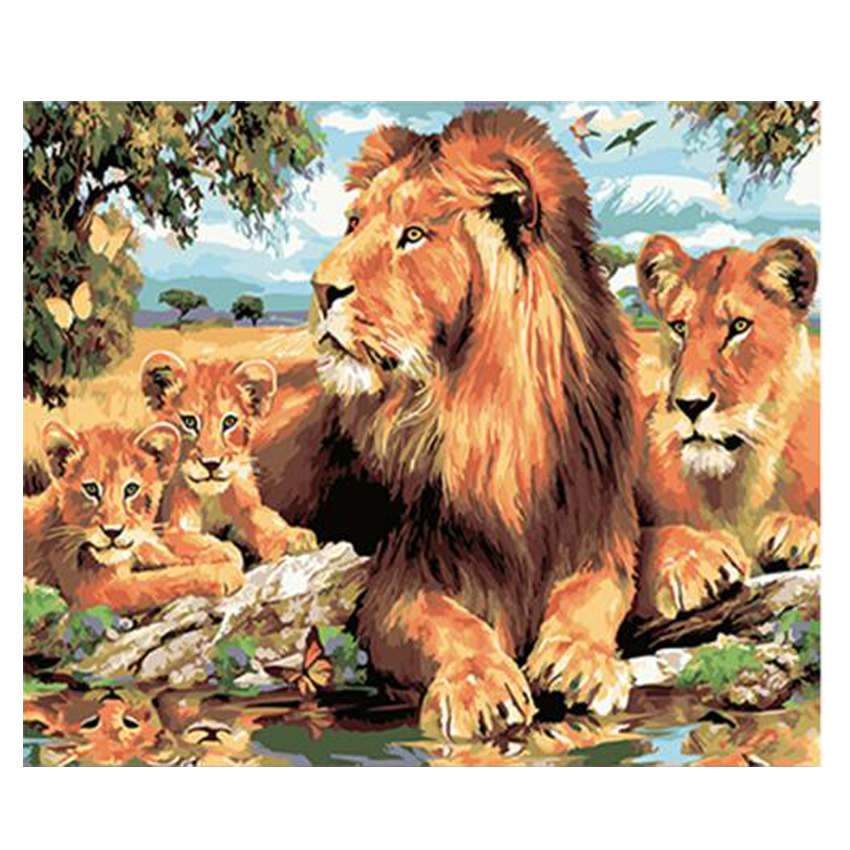 

Lion Family – Paint By Numbers - 40*50CM, 501 Original