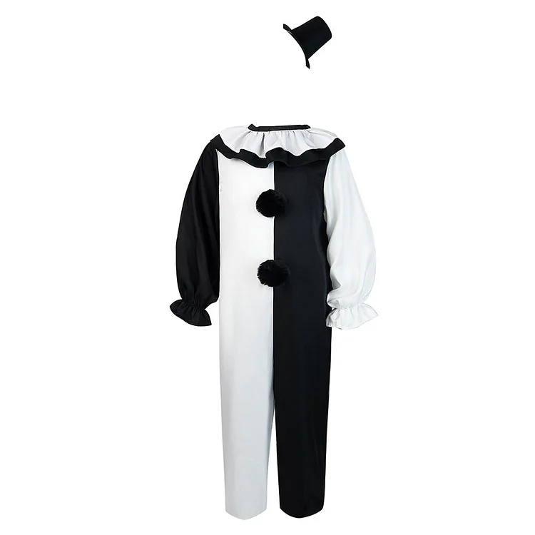 Kids Movie Terrifier 2 Art the Clown Outfits Black And White Jumpsuit Cosplay Costume Halloween Carnival Suit