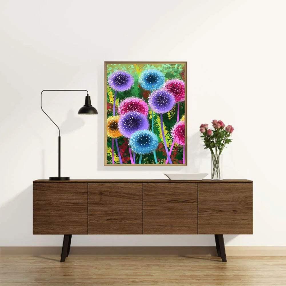 5D DIY Diamond Painting Kits Full Round Drill Color Dandelions Mosaic Craft