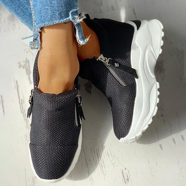 zipped design platform casual sneakers