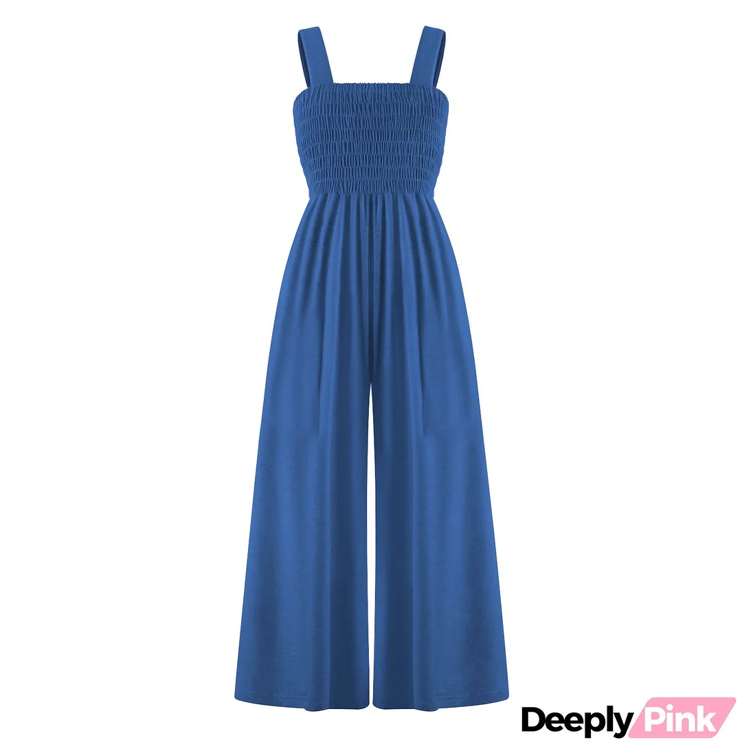 Women Fashion Sexy Sling Loose Wide Leg Jumpsuits